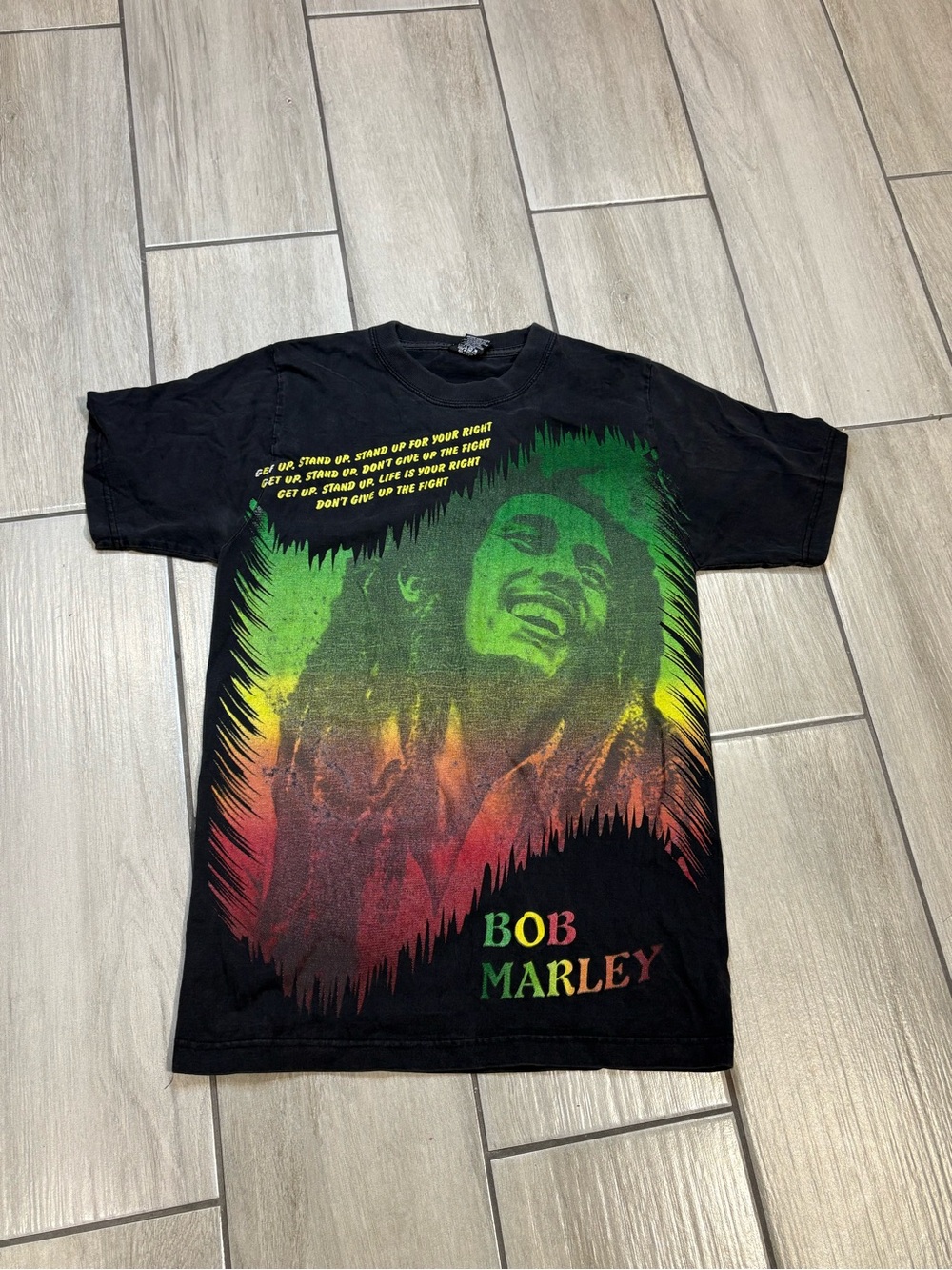 Bob Marley Get Up Stand Up Reggae Music Black T-Shirt Size Large